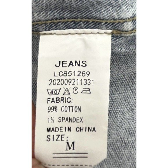 Women's Jean Jacket Long Sleeve Fitted Distressed Fray Hem Size M - Picture 4 of 7